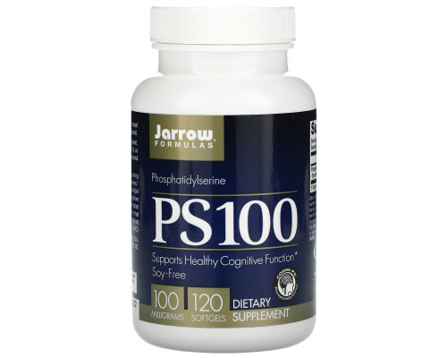 Jarrow Formulas, PS 100, фосфатидилсерин, 100 мг, 120 мягких таблеток Jarrow Formulas, PS 100, фосфатидилсерин, 100 мг, 120 мягких таблеток