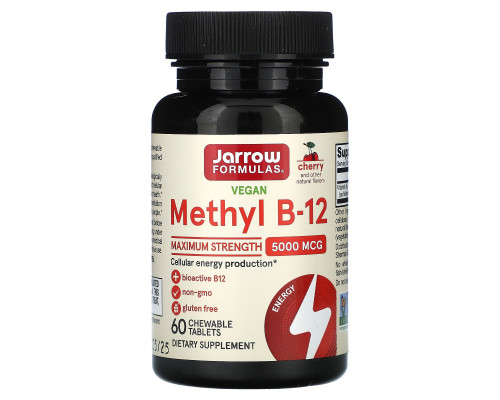 Jarrow Formulas, метил B-12, со вкусом вишни, 5000 мкг, 60 леденцов