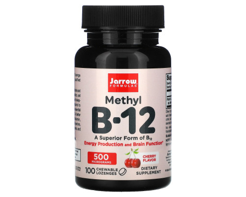 Jarrow Formulas, Methyl B-12, Cherry , 500 mcg, 100 Chewable Lozenges Jarrow Formulas, Methyl B-12, Cherry , 500 mcg, 100 Chewable Lozenges