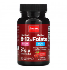 Jarrow Formulas, Метил B12 и Метилфолат, Вкус Вишни, 60 леденцов