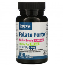 Jarrow Formulas, Folate Forte, Methyl Folate + Methyl B12 + P-5-P,  30 Tablets