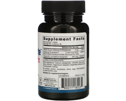 Jarrow Formulas, Folate Forte, Methyl Folate + Methyl B12 + P-5-P, 30 Tablets Jarrow Formulas, Folate Forte, Methyl Folate + Methyl B12 + P-5-P, 30 Tablets