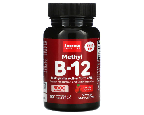 Jarrow Formulas, Methyl B-12, Cherry, 5,000 mcg, 90 Chewable Tablets Jarrow Formulas, Methyl B-12, Cherry, 5,000 mcg, 90 Chewable Tablets