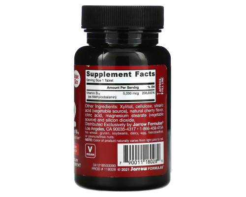 Jarrow Formulas, Methyl B-12, Cherry, 5,000 mcg, 90 Chewable Tablets Jarrow Formulas, Methyl B-12, Cherry, 5,000 mcg, 90 Chewable Tablets