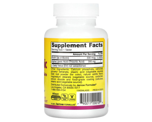 Jarrow Formulas, Альфа-липоевая кислота 300 с биотином, 300 мг, 60 таблеток Jarrow Formulas, Альфа-липоевая кислота 300 с биотином, 300 мг, 60 таблеток