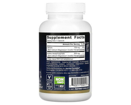 Jarrow Formulas, IP6, инозитол гексафосфат, 500 мг, 120 капсул в растительной оболочке Jarrow Formulas, IP6, инозитол гексафосфат, 500 мг, 120 капсул в растительной оболочке