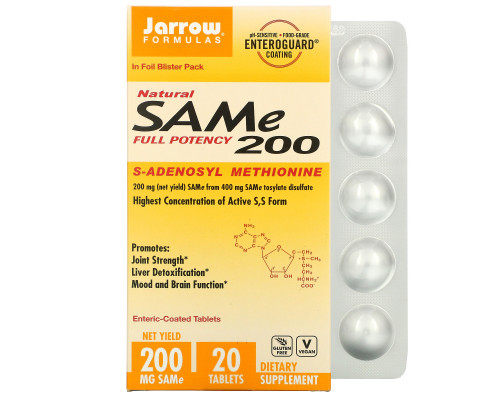 Jarrow Formulas Sam-e 200 200 мг 20 кишечнорастворимых таблеток Jarrow Formulas Sam-e 200 200 мг 20 кишечнорастворимых таблеток
