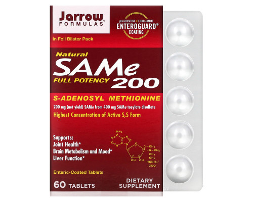 Jarrow Formulas Натуральный SAM-e 200 200 мг 60 таблеток Jarrow Formulas Натуральный SAM-e 200 200 мг 60 таблеток