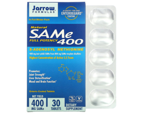 Jarrow Formulas Природный SAM-E 400 400 мг 30 таблеток м энтеросолюбильным покрытием Jarrow Formulas Природный SAM-E 400 400 мг 30 таблеток м энтеросолюбильным покрытием