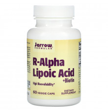 Jarrow Formulas, R-альфа липоевая кислота + биотин, 60 вегетарианских капсул