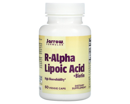 Jarrow Formulas, R-альфа липоевая кислота + биотин, 60 вегетарианских капсул Jarrow Formulas, R-альфа липоевая кислота + биотин, 60 вегетарианских капсул
