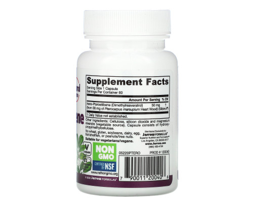 Jarrow Formulas, trans-Pterostilbene, 50 mg , 60 Veggie Caps Jarrow Formulas, trans-Pterostilbene, 50 mg , 60 Veggie Caps