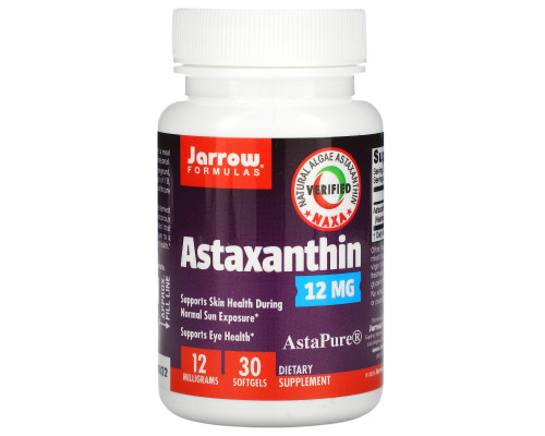 Jarrow Formulas, Астаксантин, 12 мг, 30 гелевых капсул Jarrow Formulas, Астаксантин, 12 мг, 30 гелевых капсул
