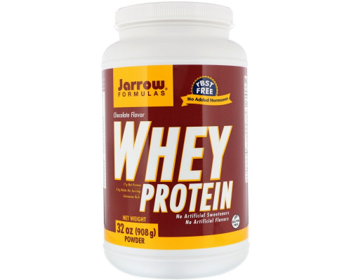 Jarrow Formulas, 100% Натуральный сывороточный протеин со вкусом шоколада, 32 унции (908 г) порошок Jarrow Formulas, 100% Натуральный сывороточный протеин со вкусом шоколада, 32 унции (908 г) порошок