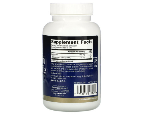 Jarrow Formulas Молозиво колострум 500 мг 120 капсул Jarrow Formulas Молозиво колострум 500 мг 120 капсул