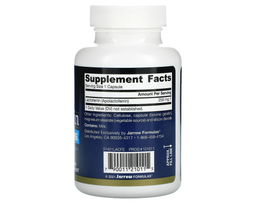 Jarrow Formulas, Лактоферрин, 250 мг, 60 капсул Jarrow Formulas, Лактоферрин, 250 мг, 60 капсул