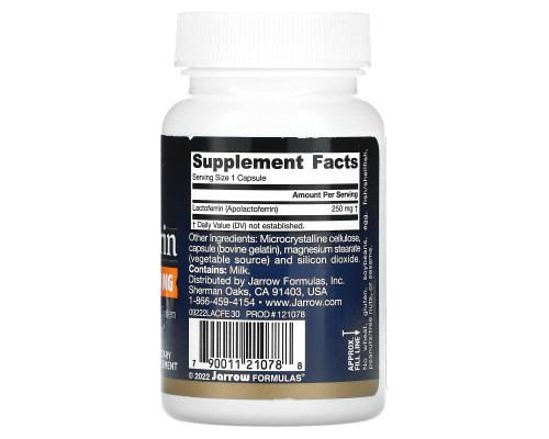 Jarrow Formulas, Lactoferrin, Freeze Dried, 250 mg, 30 Capsules Jarrow Formulas, Lactoferrin, Freeze Dried, 250 mg, 30 Capsules