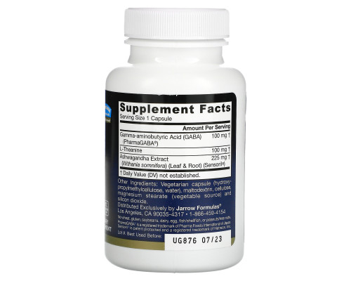 Jarrow Formulas, Успокоение GABA, 30 капсул Jarrow Formulas, Успокоение GABA, 30 капсул