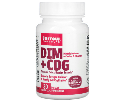 Jarrow Formulas, DIM + CDG, улучшенная формула детоксикации, 30 овощных капсул Jarrow Formulas, DIM + CDG, улучшенная формула детоксикации, 30 овощных капсул
