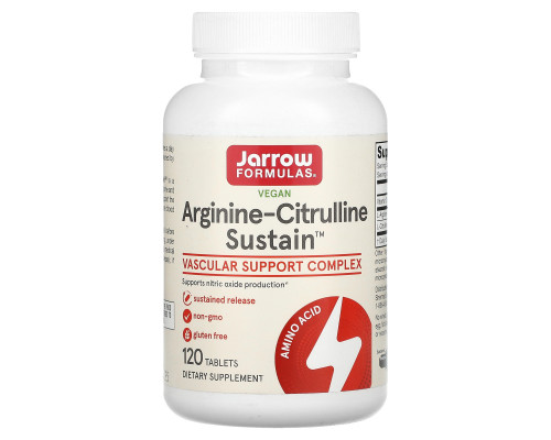 Jarrow Formulas, Arginine-Citrulline Sustain, 120 таблеток Jarrow Formulas, Arginine-Citrulline Sustain, 120 таблеток