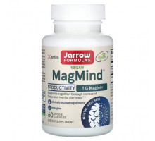 Улучшение памяти и работы мозга Jarrow Formulas, Vegan MagMind, для продуктивности, 60 растительных капсул
