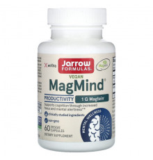 Улучшение памяти и работы мозга Jarrow Formulas, Vegan MagMind, для продуктивности, 60 растительных капсул