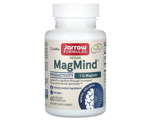 Улучшение памяти и работы мозга Jarrow Formulas, Vegan MagMind, для продуктивности, 60 растительных капсул Улучшение памяти и работы мозга Jarrow Formulas, Vegan MagMind, для продуктивности, 60 растительных капсул