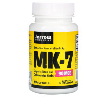Jarrow Formulas, MK-7, витамин K2 в форме MK-7, 90 мкг, 60 мягких капсул