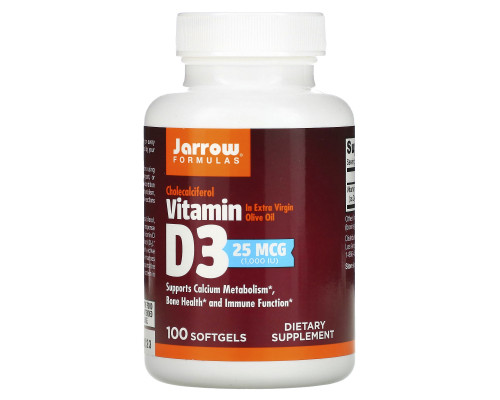 Jarrow Formulas Витамин D3 1000 МЕ 100 гелевых капсул Jarrow Formulas Витамин D3 1000 МЕ 100 гелевых капсул