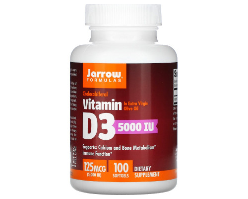 Jarrow Formulas Витамин D3 5000 МЕ 100 гелевых капсул Jarrow Formulas Витамин D3 5000 МЕ 100 гелевых капсул
