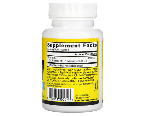 Jarrow Formulas MK-7 90 mcg 120 Softgels Jarrow Formulas MK-7 90 mcg 120 Softgels