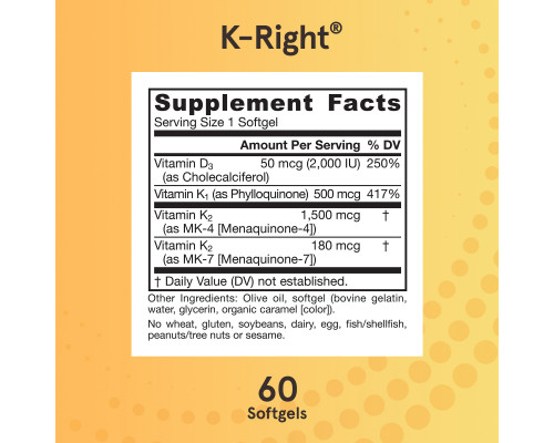Jarrow Formulas, K-Right, 60 Softgels Jarrow Formulas, K-Right, 60 Softgels