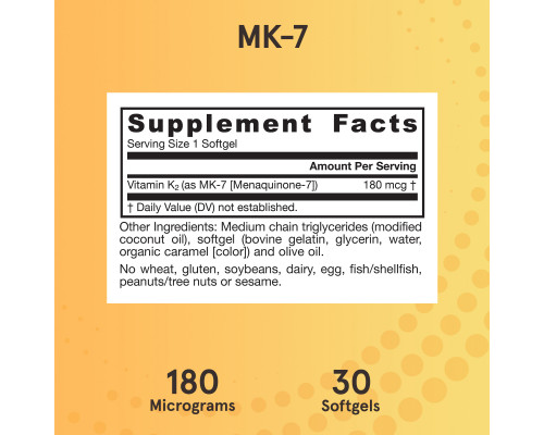 Jarrow Formulas, MK-7, Most Active Form of Vitamin K2, 180 mcg, 30 Softgels Jarrow Formulas, MK-7, Most Active Form of Vitamin K2, 180 mcg, 30 Softgels