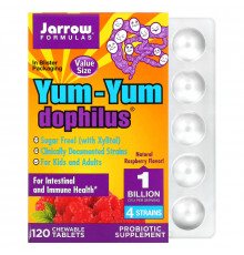 Jarrow Formulas Yum-Yum дофилус без сахара натуральный вкус малины 120 жевательных таблеток (Ice)