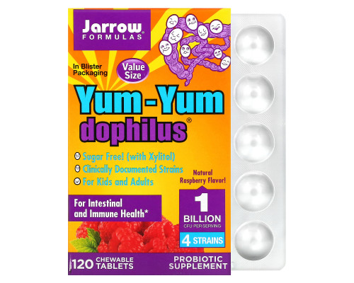 Jarrow Formulas Yum-Yum дофилус без сахара натуральный вкус малины 120 жевательных таблеток (Ice) Jarrow Formulas Yum-Yum дофилус без сахара натуральный вкус малины 120 жевательных таблеток (Ice)