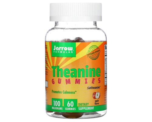 Jarrow Formulas, Теанин Мармеладки, Со Вкусом Яблока, Без Сахара, 100 мг, 60 Мармеладок Jarrow Formulas, Теанин Мармеладки, Со Вкусом Яблока, Без Сахара, 100 мг, 60 Мармеладок