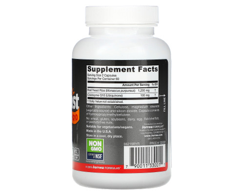 Jarrow Formulas, Красный дрожжевой рис + кофермент Q10, 120 капсул Jarrow Formulas, Красный дрожжевой рис + кофермент Q10, 120 капсул