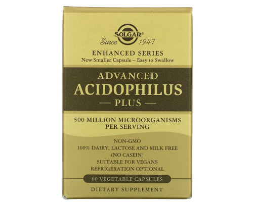 Solgar, Advanced Acidophilus Plus, 60 Vegetable Capsules Solgar, Advanced Acidophilus Plus, 60 Vegetable Capsules