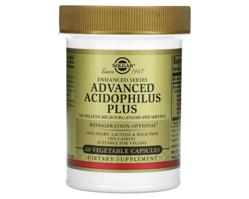 Solgar, Advanced Acidophilus Plus, 60 Vegetable Capsules Solgar, Advanced Acidophilus Plus, 60 Vegetable Capsules
