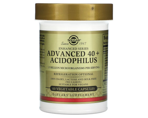 Solgar, Advanced 40+ Acidophilus, 60 Vegetable Capsules Solgar, Advanced 40+ Acidophilus, 60 Vegetable Capsules