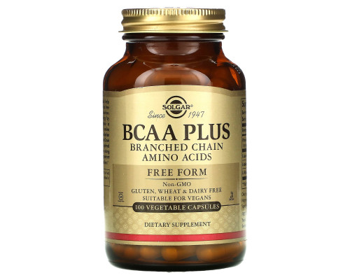 Solgar, BCAA Plus, в свободной форме, 100 растительных капсул Solgar, BCAA Plus, в свободной форме, 100 растительных капсул