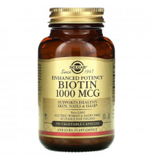 Solgar, Биотин (Biotin), 1000 мкг, 250 растительных капсул