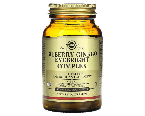 Solgar, Bilberry Ginkgo Eyebright Complex, 60 Vegetable Capsules Solgar, Bilberry Ginkgo Eyebright Complex, 60 Vegetable Capsules