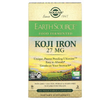Solgar, EarthSource Food Fermented, железо коджи, 27 мг, 60 растительных капсул
