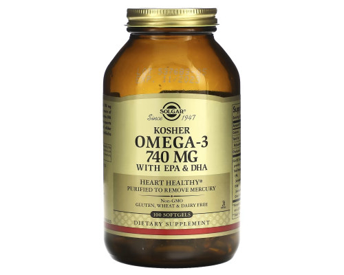 Solgar, Kosher Omega-3, 740 mg, 100 Softgels Solgar, Kosher Omega-3, 740 mg, 100 Softgels