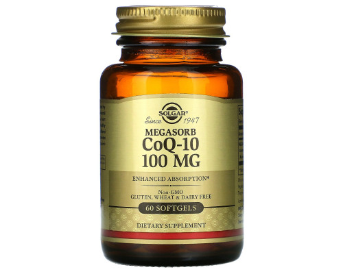 Solgar, Мегасорб CoQ-10, 100 мг, 60 мягких капсул Solgar, Мегасорб CoQ-10, 100 мг, 60 мягких капсул