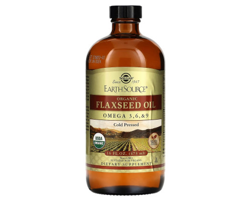 Solgar, Earth Source, Organic Flaxseed Oil, 16 fl oz (473 ml) Solgar, Earth Source, Organic Flaxseed Oil, 16 fl oz (473 ml)