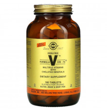 Solgar, Formula V, VM-75, Multiple Vitamins with Chelated Minerals, Iron Free, 180 Tablets