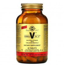 Solgar, Formula V, VM-75, Мультивитамины с хелатными минералами, 90 таблеток