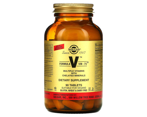 Solgar, Formula V, VM-75, Мультивитамины с хелатными минералами, 90 таблеток Solgar, Formula V, VM-75, Мультивитамины с хелатными минералами, 90 таблеток